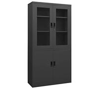ARKEM Tall Office Lockable Filing Cabinet, Bookcase Cabinet Storage, Anthracite Steel, 90x40x180 cm