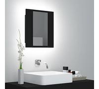 ARKEM Wall Mounted Bathroom Storage Cupboard with Mirror Cabinet for Bathroom Shower Room,LED Bathroom Mirror Cabinet Black 40x12x45 cm Acrylic