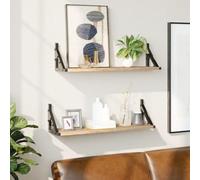 ARKEM Wall Shelves 2 pcs Sonoma Oak 60x15x15.5 cm, Shelves, Shelves for Bedroom, Living Room, Bathroom & Kitchen, Wall Shelf for Décor