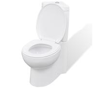 ARKEM WC Ceramic Toilet, Modern Corner Toilet, White, Glossy Finish, Soft Close Seat, Dual Flush 3/6L, 37x68x78cm