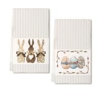 ARKENY Easter Kitchen Towels Beige Bunny Eggs Dish Towels 18x26 Inch Ultra Absorbent Bar Drying Cloth Eggs Hand Towel for Kitchen Bathroom Party Easter Decorations Set of 2