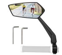 Arkham Bicycle Mirror HD Extra Large Mirror Surface Impact-Resistant Real Glass Bike Mirror for Left Handlebar 21-25.4 mm, Bicycle Mirror for E-Bike, Cycle Rear View Mirror Universal (Left)