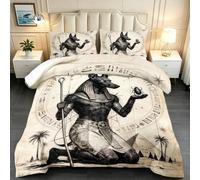 Arkhelen Egypt Anu omforter Set Queen Size for Adults Myth Room Decor Black White Anu omforter Teens Ancient Egypt Bedding Set Mystical Quilt Dorm Egyptian Bedroom Decor Guestroom