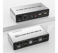 Arkidyn Plus KVM Switch Dual Monitor HDMI 2 Port, Supports EDID, 4K@60Hz, Push Button & Remote Control, ON-OFF Operation