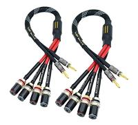 Arklove 5ft 2packs 13awg Speaker Cable Premium Heavy Duty Braided Wire Dual Banana 2 Plug to 4 Banana Female Plugs Frequency Division 2 Banana Plugs - 4 Banana Plugs 1pair