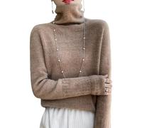 ArknAv Cashmere Turtleneck Sweater Women,Cashmere Long Sleeve Pullover Turtleneck Hollow Lightweight Knit Jumpers (XX-Large,Brown)