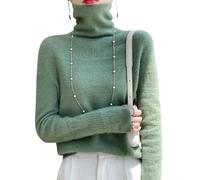 ArknAv Cashmere Turtleneck Sweater Women,Cashmere Long Sleeve Pullover Turtleneck Hollow Lightweight Knit Jumpers (X-Large,Dark green)