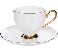 ArknAv Gift Set,China Tea Cup and Saucer Set,Coffee Cup with Saucer,Tea Cup and Saucer,4 Ounce White Porcelain Tea Set with Gold Trim,British Coffee Cups,Bone China Espresso Mug,White