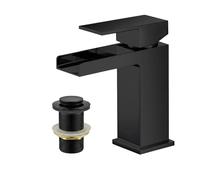 Arko Basin Mixer, Bath Filler, Bath Shower Mixer, Brass Construction, Modern Collection (Black, Basin Mixe, Waterfall)