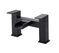 Arko Basin Mixer, Bath Filler, Bath Shower Mixer, Brass Construction, Modern Collection (Black, Bath Tap, Waterfall)