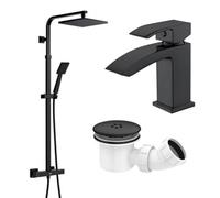 ARKO BATHROOM Arko Basin Mixer Tap And Mixer Shower Set With Shower Waste, Waterfall Bathroom Sink Taps And Shower With Waste, Bathroom Taps Set