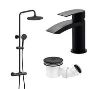 ARKO BATHROOM Arko Basin Mixer Tap And Mixer Shower Set With Shower Waste, Waterfall Bathroom Sink Taps And Shower With Waste, Bathroom Taps Set