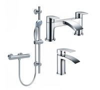 ARKO BATHROOM Arko Handheld Mixer Shower With Basin Mixer Tap & Bath Filler Set With Pop Up Waste Set, Bathroom Sink Taps, Tub Filler Tap And R
