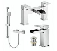 ARKO BATHROOM Arko Handheld Mixer Shower With Basin Mixer Tap & Bath Filler Set With Pop Up Waste Set, Bathroom Sink Taps, Tub Filler Tap And R