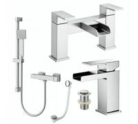 ARKO BATHROOM Arko Handheld Shower With Basin Mixer Tap & Bath Filler Set With Bath Waste Set, Bathroom Sink Taps, Tub Filler Tap And Riser Rai