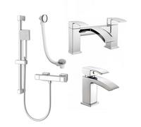 ARKO BATHROOM Arko Handheld Shower With Basin Mixer Tap & Bath Filler Set With Bath Waste Set, Bathroom Sink Taps, Tub Filler Tap And Riser Rai