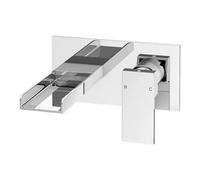 ARKO BATHROOM Arko Wall Mounted Bathroom Mixer Tap, Waterfall Filler For Walls, Single Lever, Brass Constructed, Chrome