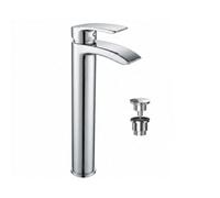 ARKO BATHROOM High Rise Tall Basin Mixer Tap For Countertop Sinks Modern Round Single Lever Bathroom Faucet With Chrome Finish Durable Brass