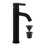 ARKO BATHROOM High Rise Tall Basin Mixer Tap For Sinks Modern Round Single Lever Bathroom Faucet, Durable Brass, Black