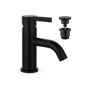 Arko Bathroom Sink Tap, Round Mono Basin Mixer Tap , Single Handle,matte Black