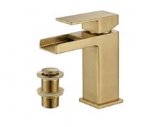 Arko Bathroom Sink Taps, Basin Mixer Taps, Square Mono Basin Faucet With Single Lever Handle, Brass