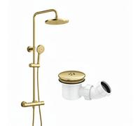 Arko Bathroom Thermostatic Mixer Shower With Riser Rail, Shower Waste & Twin Head