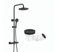 Arko Bathroom Thermostatic Mixer Shower With Shower Waste,twin Head & Riser Rail