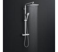 Arko Bathroom Thermostatic Mixer Shower With Twin Head & Riser Rail Square, Chrome