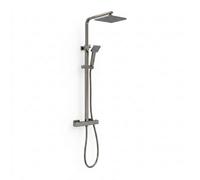 Arko Bathroom Thermostatic Mixer Shower With Twin Head & Riser Rail Square, Gunmetal