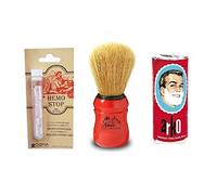 Arko Shaving Cream Soap Stick + Omega Shaving Brush with Natural Boar Bristle + Osma Alum Based Styptic Pencil,red