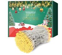 ARKOCHIC 35M Outdoor Christmas Lights, 300 LED Warm White Christmas Tree Lights, IP65 Waterproof Fairy Light Plug In, 8 Modes Memory Linkable Cluster Light Indoor Outside Decorations/Garden(No Remote)