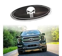 ARKOSKNIGHT 9inch Skull Modified Nameplate Emblem,Front Grille Tailgate Rear Oval 9"X3.5" Badge(Skull-Chrome)