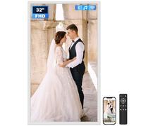 Arktronic Extra Large Digital Picture Frame 32 inch, 1920x1080 FHD IPS WiFi Digital Photo Frame with Remote, 64GB Storage, Auto-Rotate, Instantly Share Photo/Video via Apps/Email, USB/Mirco SD, White
