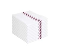 Arkwright Bistro Dinner Cloth Napkins - (Pack of 12) Absorbent, Soft, and Washable Professional Restaurant Quality Table Linen with French Stripes, 18 x 22 in, Burgundy
