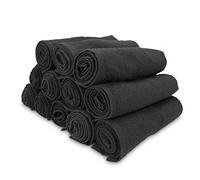 Arkwright Bleach Safe Sr. Salon Towels - (Pack of 12) 100% Ring Spun Cotton Super Soft, Lightweight, Quick Dry, Absorbent Hand Towel for Hotel, Spa, Cosmetology, 16 x 28 in, Black