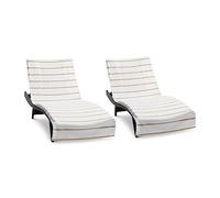 Arkwright Las Rayas Chaise Lounge Cover - Pack of 2-100% Striped Soft Cotton Terry Towel with Pocket Holder for Beach Pool Outdoor Chair, 30 x 85 in, Beige