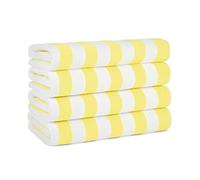 Arkwright LLC California Cabana Striped Oversized Beach Towel | Set of Four Extra Large 30" x 70" | 100% Ringspun Cotton Double Yarn Strength | Perfect Pool Towel, Beach Towel, Bath Towel (Yellow)