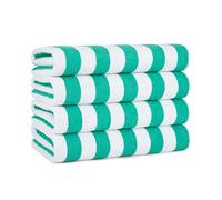 Arkwright LLC California Cabana Striped Oversized Beach Towel | Set of Four Extra Large 30" x 70" | 100% Ringspun Cotton Double Yarn Strength | Perfect Pool Towel, Beach Towel, Bath Towel (Green)