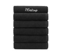 Arkwright Makeup Remover Fingertip Towels, Pack of 6, 100% Cotton Soft Quick Dry Guestroom Bath Face Towels for Makeup Removal and Facial Cleansing, 11 x 17 in, Black