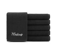 Arkwright Makeup Towels - Pack of 6 - Super Soft 100% Cotton, Gentle & Lightweight Face Make Up Remover Washcloths, Guest Essentials for Hosts & Artists, 13 x 13 in, Black