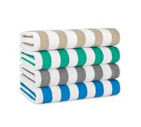 Arkwright Oversized Striped Beach Towels - (Pack of 4) Absorbent, Quick Drying, Ringspun Cotton Bulk Pool Towel, Perfect for Gym, Bath, and Spa, 30 x 70 in, Multiple