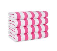 Arkwright Striped Beach Towels (30x60, 4 Pack) - 100% Cotton Perfect Pool Towels, Bath Towels (Pink)
