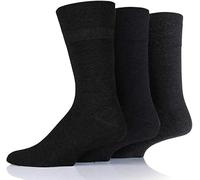 ArkXani® 3 Pairs Cotton Rich Diabetic Socks for Men Non-Elastic Comfortable Soft Grip Non-Irritation Smooth Toe Seam (UK Size 6-11, Black)