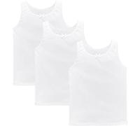 ArkXani® Girls White Vest 100% Cotton Sleeveless Undershirt Everyday Wear Slim Fit Casual Shirts Back to School Vest Tank Top Pack of 3 (9-11Years)