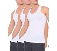 ArkXani® Men's Cotton Vest Tank Tops Interlock Sleeveless Plain Breathable Easy Fit Summer Top Vest for Athletic Wear Mens Workout Shirts Everyday Use Extra Soft Undershirt (S-Pack 3) White