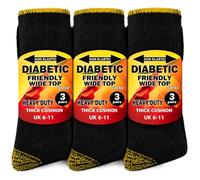 ArkXani Men's Diabetic Work Socks Cotton Rich with Reinforced Heels & Toes | Non-Binding Soft Top, Moisture Wicking, Breathable, UK Size 6-11, Heavy Duty