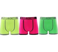 ArkXani Multipack Men’s Seamless Fit Boxer Shorts Soft Everyday Underwear with Stretchy Neon Waistband Handprint Back Design Mens Comfortable Sports Boxers Pack of 3 (Small YGP)