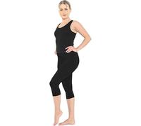 ArkXani Women Cropped 3/4 Length Cotton Leggings Extra Soft Comfort Capri Pants Tummy Control Ladies Cropped Trousers UK Size 10 Black