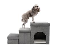 Arkyomi Folding Dog Steps for High Bed Sofa,3 Step Ladder with Anti-Slip Removable Plush Cover,Collapsible Dog Stairs for Small Medium Dogs Older Cats Pet