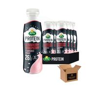 Arla High Protein Milkshakes | Variety Flavoured Milk Drink | No Added Sugar, Low Calorie Beverage - Nutritional 26g Protein | Natural Breakfast, Workout Drink (Strawberry & Raspberry 428ml - Pack 8)